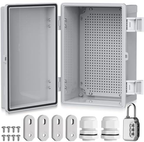 EYPINS Scatola di Protezione 300x200x160 mm,Scatola di Giunzione Impermeabile per Esterni IP67,con Accessori per il Montaggio,Alloggiamento in Plastica ABS,Coperchio Opaco