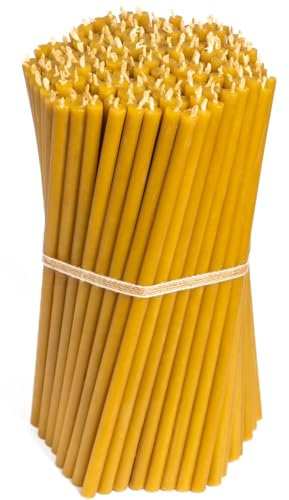 Velas de parafina nº 80 – 18,5 cm de largo, diámetro – 6,1 mm, 60 minutos de combustión, hechas a mano, mecha de algodón – para iglesia, oración y rituales (400 unidades – 2 kg)