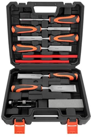 Mxxephemer Wood Chisel Set 10 Pieces Woodworking Chisels 6 to 38mm Firmer Chisel Set Woodworking Hand Tools Mortise Chisel Set (10pc Set)