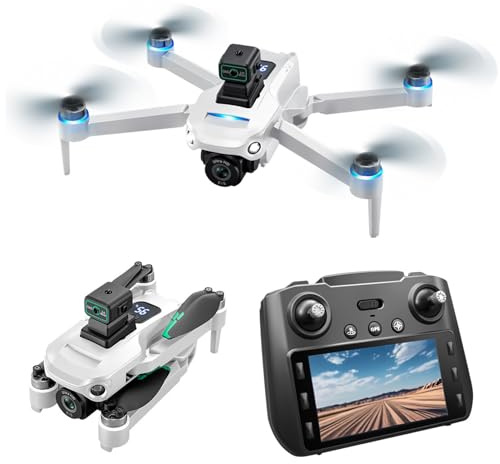 GOWENIC Dubbelkamera Drönare med EIS, 4K FPV Quadcopter med App och WiFi, 20 Minuters Flygtid, 2000 M Kontrollområde, Smart Hinderundvikande, Auto Retur (3 batterier)