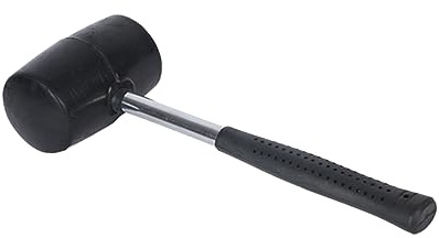 Mikikit 750G Black Rubber Mallet Hammer with Steel Handle, Designed to Minimize Surface Damage and Marring, for Tile Installation and Home Improvement Tasks