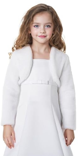 AUTTOGirl Girls' Children's Communion Jacket Faux Fur Bolero Faux Fur Mink