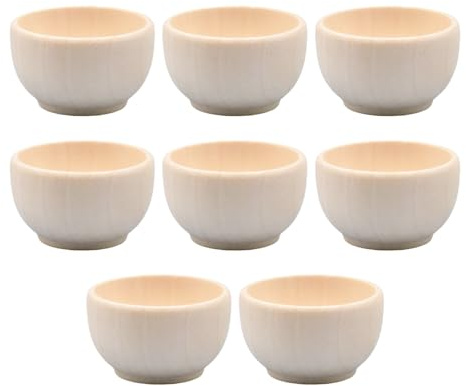 Mistillion 8Pcs Smooth Surface Wood Bowl Set - Comfortable Touch Wooden Dough Bowl for Drawing and Wood Crafts, Unpainted Mini Condiment Bowls