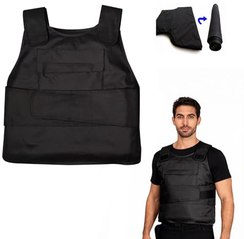 Stab Protection Vest with Soft Inner Lining, Adjustable Stab Proof Vest Men with 40 Layer Polyethylene Fibre, Storage Bag, Protective Vest Protects the Chest and Back for Security, Outdoor Activities
