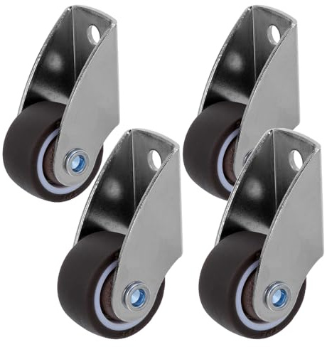 CLISPEED Ruedas para Muebles Silenciosas de Goma 1 Pulgada 4 Piezas Dirección Fija para Puertas Corredizas Armarios y Carros Utilitarios Rodillos Resistentes para Pisos Laminados y Madera