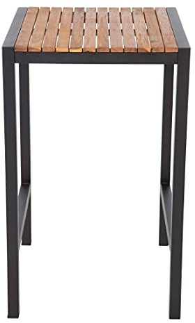 Bolero Square Steel and Acacia Bar Table 600mm