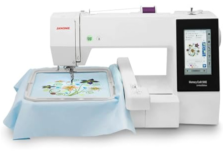 Janome Máquina de Bordar Memory Craft 500E con Pantalla Táctil a Color, 160 Diseños Integrados, Tamaño Máximo de Bordado 7.9 x 11 Pulgadas, 20 cm x 28 cm.