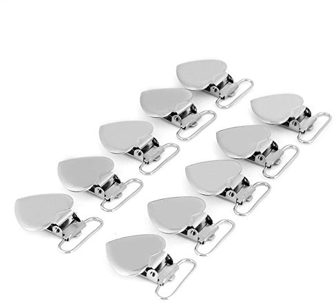 10 Pcs Attache-sucette Clips Forme de coeur, Clips de sucette Insérer pour Clip de bavoir et Artisanat à la maison