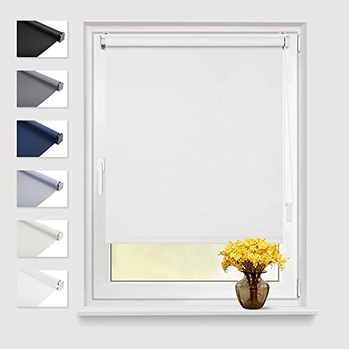 Eurohome Verdunkelungsrollo Thermo Rollo 40x130cm (Stoffbreite 36 cm) Weiß Klemmfix ohne Bohren mit gleichfarbige Beschichtung Seitenzugrollo Oeko-TEX Standard 100 Klemmrollo für Fenster & Tür