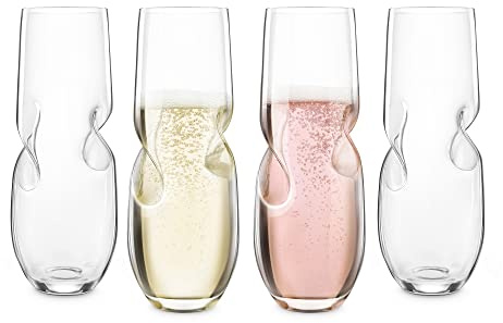 Bubbles Stemless Champagne/Sparkling Wine Glasses - Set of 4-8 oz (236 ml)