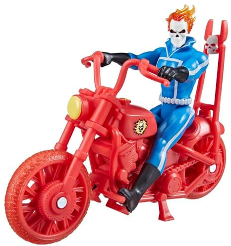 Marvel Legends Series Retro 375 Collection - Figuras de colección Ghost Rider - 9,5 cm - Incluye vehículo - A Partir de 4 años