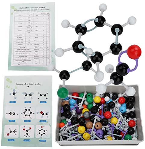 267 Pièces Modèle de Chimie Organique Kit, Kit de Structure Inorganique Organique MoléCulaire, Kit de ModèLe Moléculaire Biochimie, Ensemble de Modèles de Lien Atomique pour étudiant Enseignant