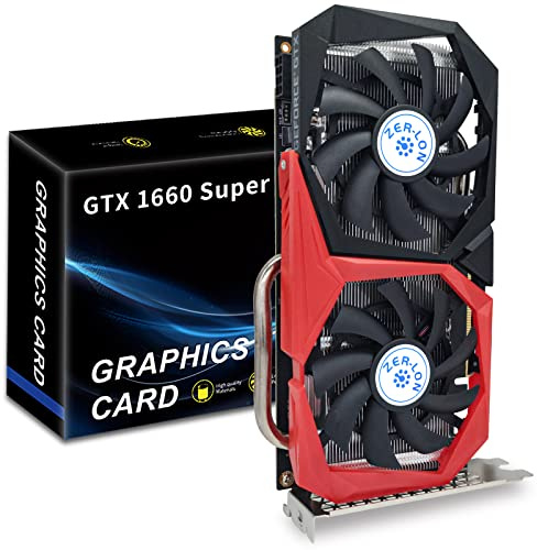 ZER-LON GeForce GTX 1660 Super 6GB Grafikkarten, GDRR6 192Bit PCIE 3.0X16 Computer Gaming GPU, Dual Freeze Fans Grafikkarte mit HDMI/DP/DVI Ports, unterstützt 4K und 8K HD
