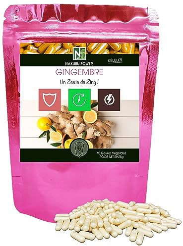 NAKURU | Gingembre | Gamme Power | Fabriqué en France | Un Zeste de Zing! (90 Gélules Végétales de 325mg / Poids Net: 29,25g)