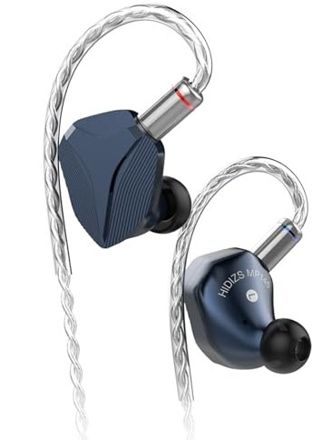 Linsoul Hidizs MP145 in-ear-skärm, 14,5 mm plan magnetisk drivrutin hiFi-hörlurar IEM, trådbunden spelöronsnäcka med avtagbar 2-polig OFC-kabel för ljudfiler musiker (blå, 4,4 mm)