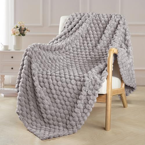 Exclusivo Mezcla Manta Cama Gris Claro - Manta Sofá, Manta Polar, Franela Doble Cara Suave, Ligera y Fácil Cuidado, Todas Estaciones, Jacquard Elegante, 130x170 CM