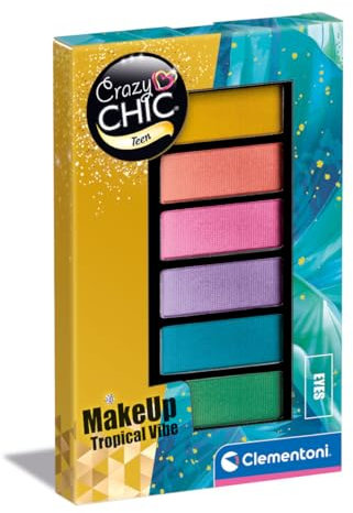 Clementoni - Set Trucchi Bambina Crazy Chic Teen - Eyeshadow: Tropical Vibe, Trousse Ombretti Sicuri e Anallergici, Bambine 9 Anni, Facilmente Lavabile con Acqua, 18794