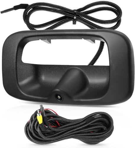 ACAUTO Tailgate Handle Backup Camera Fit for Chevy Silverado GMC Sierra 1500 2500 3500 HD 1999-2007 Classic Tailgate Reversing Rear View Park Assist Camera RCA Plug Replaces 15228539