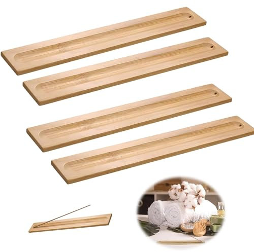 4 Stück Holz Räucherstäbchen Halter,Bambus Weihrauch Brenner Asche Fänger,Räucher ZubehörHome Fragrance Decor für Zuhause, Meditation,Büro, Yoga, Büro, 9.06 Zoll Lang