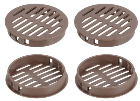 QUARKZMAN 4Pcs Grille de Ventilation Ronde en Plastique, Diamètre Encastrement 60mm Hauteur 11.3mm Grille d'aération, Bouches d'aération pour Armoire Plafond Mur Fenêtre Radiateur, Brun