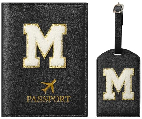 Set di porta passaporto e etichetta per bagagli ZVRSUA con toppa con lettere, custodia per passaporto personalizzata, accessori personalizzati per viaggi, regalo, molto carino per donne, adolescenti