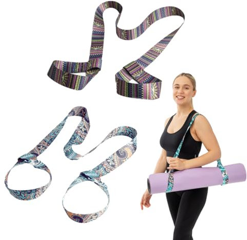 DLPRK Sangle Tapis Yoga 2 pièces, réglable, Sangle De Transport, Élastique Pilates, Ceinture Tapis Yoga, De Tapis De Yoga, Pilates, Exercices, Aerobic, Fitness, Outdoor