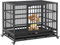Cachpib Jaula para perros transportable con 2 puertas y ruedas bloqueables, casa para perros con bandeja extraíble, caja de transporte para perros pequeños, medianos y grandes