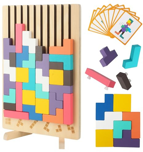 BUCOMTU Puzzle en Bois Enfant, Jouets Éducatifs, Jeux Montessori 3 4 5 6 7 Ans, Cerveau Jouet, Colorée Puzzle 3D en Bois Enfants, Cadeau pour Enfant