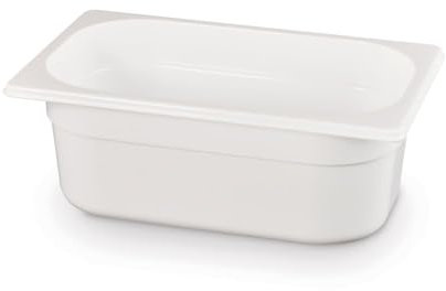 HENDI Gastronormbehälter, Temperaturbeständig von -40° bis 110°C, Skalierung, Geruchs- und geschmackneutral, 2,8L, Polycarbonat, GN 1/4, 265x162x(H)100mm, Weiß