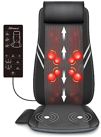 Snailax Back Massager with Heat,Shiatsu Massage Seat Cushion,8 Flexible Nodes Massage for Full Back Massage Chair Pad,Chair Massager for Office,Home Use