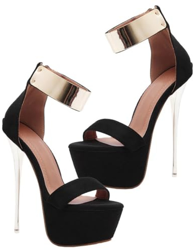 Holibanna Sandales pour Femmes Pompes à Talons Hauts à Talons Hauts Bout Rond Chaussures de Plate-Forme à Talons de 16 Cm