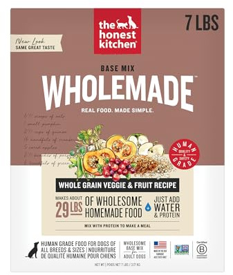 The Honest Kitchen Human Grade Wholemade™ Dehydrated Dog Food, Whole Grain, Veggie & Fruit Base Mix Dog Food (Just Add Protein), 7 lb (makes 28lbs)