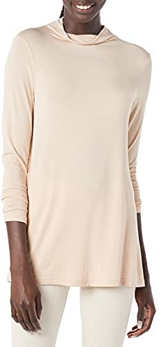Amazon Essentials Tunica Morbida con Collo a Lupetto a Maniche Lunghe in Jersey Donna, Beige, S