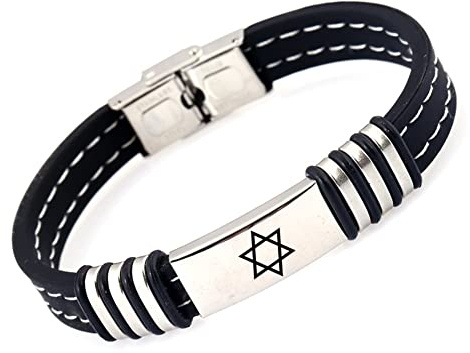 ForeverWill Pulsera de silicona con diseño de estrella de David, de Israel, Jerusalén, Magen, David, estrella de seis puntas, hexagrama de dos líneas, pulsera de silicona con símbolo de fe israelí, 21