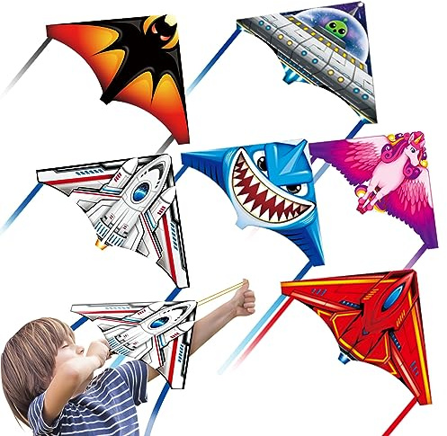YongnKids 6 Pcs Mini Kite for Kids Adults, Finger Launcher Kites for Kids Age 3-5 4-8 8-12, Kid Kite Easy to Fly on Yard Beach Outdoor Toys, Great for Easter Basket Suffers Birthday Gift