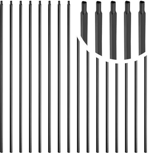 Vilstomes 30 Pcs Iron Balusters for Staircase, 1/2 x 44 Wrought Iron Baluster, Square Metal Balusters Hollow Straight Iron Spindles for Stairs Satin Black Deck Railing