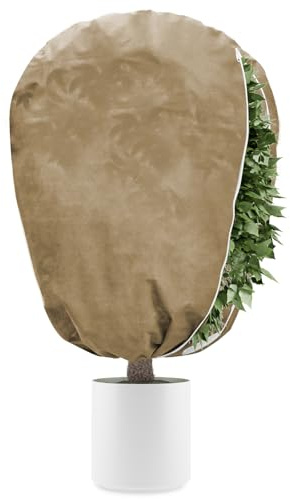 DEWUR 50 g/m² de fieltro, protección invernal para plantas en macetas, protección contra heladas, saco de yute, para palmeras, tomates, limonero, adelfa, palmera de cáñamo (marrón, 140 x 200 cm)