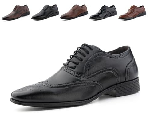 Zapatos Derby Hombre Brogues Zapatillas Cordones Vestir Oxford Zapatos Boda Formales Casuales Negocios Cómodo Antideslizante gpg669 Negro 46