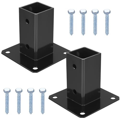 2 Pcs Soporte de Postes para Vallas Cuadrado, Soportes de Poste, Base de Poste de Anclaje Poste Atornillable para 50x50 mm Postes de Madera, Suelo Hormigón Jardin Cenadores Barandillas Buzón