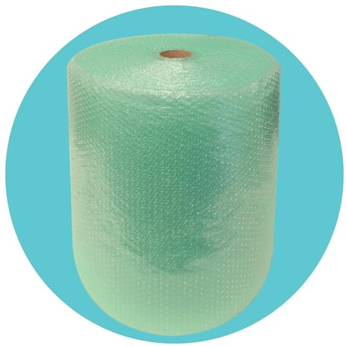 Triplast Biodegradable Green Bubble Wrap Roll, 500mm x 50m, Medium Commercial Small Bubble Cushioning for Moving, Packaging and Storage