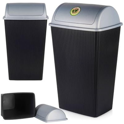 Mojawo Poubelle à couvercle basculant 38 l, en plastique, couvercle coulissant, amovible, lavable