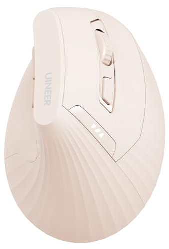 Uineer Vertical Mouse Wireless,Bluetooth Mouse with BT5.0/4.0/2.4G, Rechargeable with Battery Indicator,Ergonomic Design for Comfort and Reduced Wrist Strain, Ideal for Home,Office Use,Pink