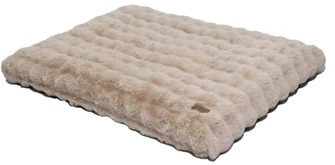 BingoPaw XXL lugnande hundsäng: Lugnande lådmadrass med avtagbart skydd och halkfri botten, fluffig anti-ångest vattentåliga husdjurssängar, valpkudde beige, 120 x 90 x 12 cm