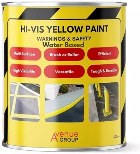 Avenue Water Based Hi-Vis Yellow Warning Paint High Visibility Satin (500ml)