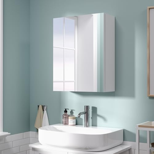Réflexon 18x14 inch Bathroom Wall Cabinet, Saver Storage Cabinet, Medicine Cabinet with 1 Door and Adjustable Shelves, White（Assembly Required）