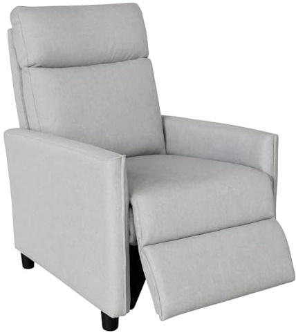 SHIITO | Sillón Reclinable Manual Duna JC, Tapizado en Tela Beige, Respaldo Alto con 3 Posiciones, 100 x 80 x 66 cm, para Salón y Dormitorio