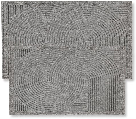 Astra Dörrmatta utomhus – smutsfångande matta väderbeständig – halkfri dörrmatta för entré och balkong – dörrmatta 45 x 75 cm och 60 x 90 cm i blandat set silver