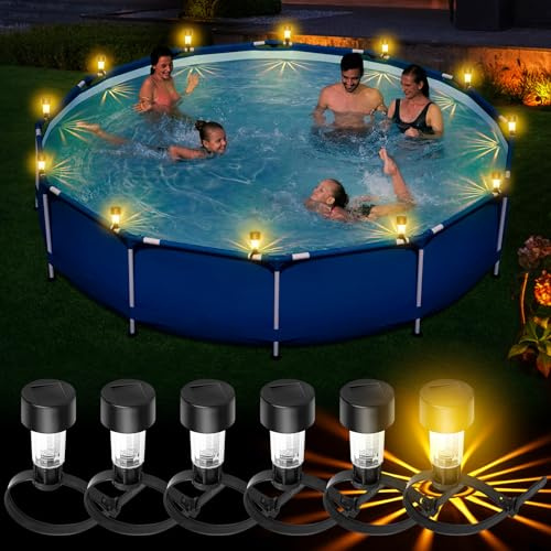xudengw Solar Poolbeleuchtung Schwimmend,LED Pool Lichter mit Warmweißem Licht für Frame Pool/Aufstellpool,Wasserdichtes Solar-Poolzubehör für Schwimmbecken,Trampolin,Garten & Pool Deko - 6 Stück