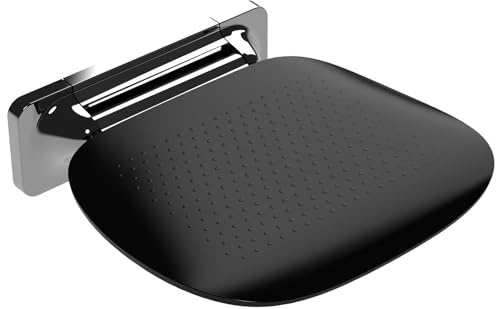 Heuffe Sedile Doccia Pieghevole con Montaggio a Parete e Ampia Seduta - Sgabello da Bagno Ergonomico Antiscivolo per Anziani e Disabili, Portata Massima 180 kg，Nero