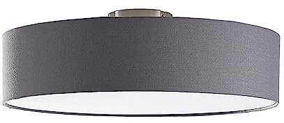 Lindby Textil Deckenleuchte rund 50 cm, Deckenlampe Stoff grau 3x E27 max. 11W ohne Leuchtmittel Schlafzimmerlampe Wohnzimmerlampe